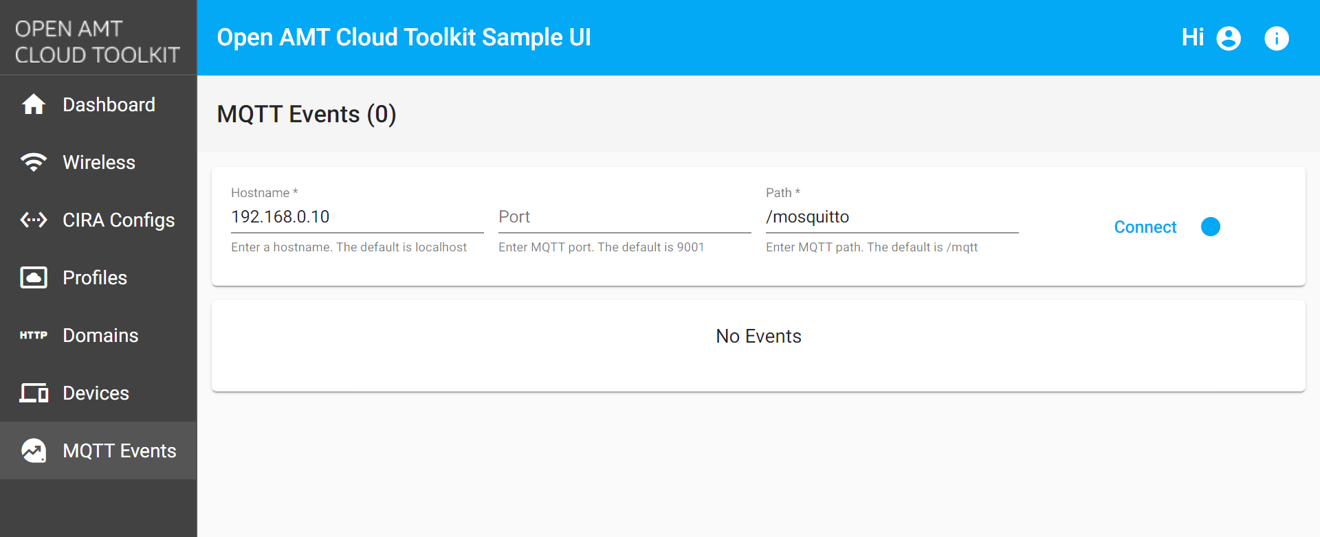 Figure 2: MQTT Events Connection